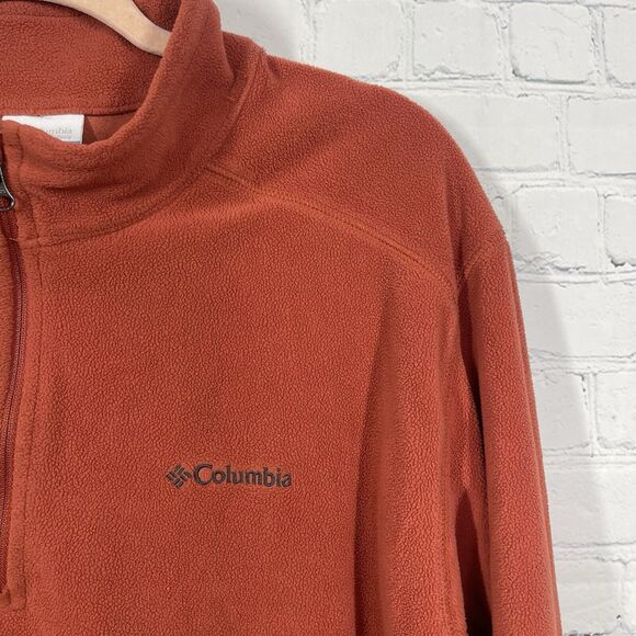 Columbia Sweater Men XL Fleece Orange Long Sleeve Polyester Light Weight Pull - Picture 4 of 10